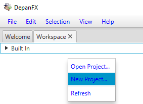 New Project context menu