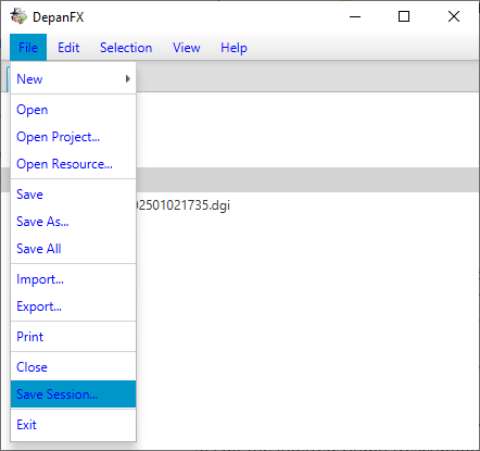 Save Session Menu