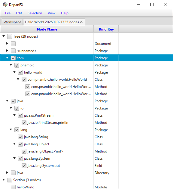 Hello World Node List Java Components