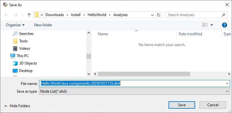 Hello World Node List Save Chooser