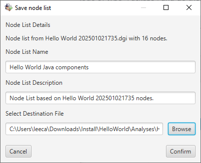Hello World Node List Save Dialog