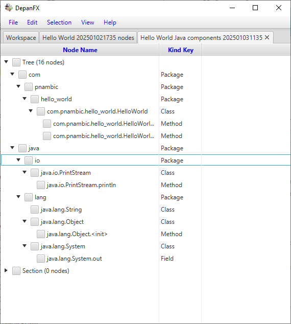 Hello World Node List in Panel