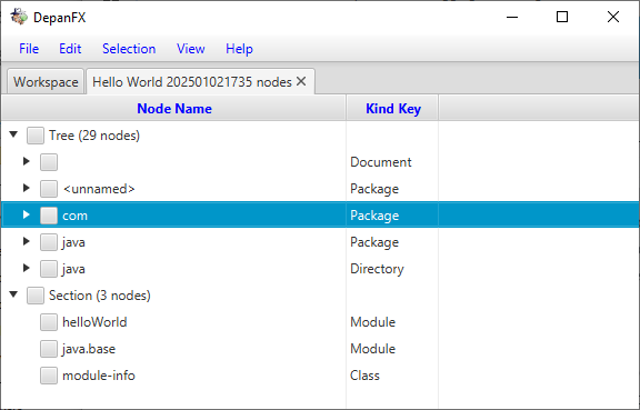 Hello World Node List Table