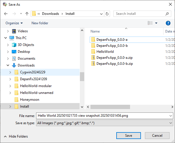 Hello World Node View Take Save Screenshot