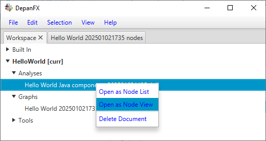 Open Hello World Node View