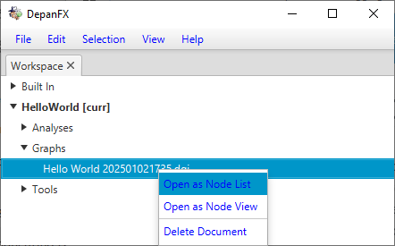 Open HelloWorld menu